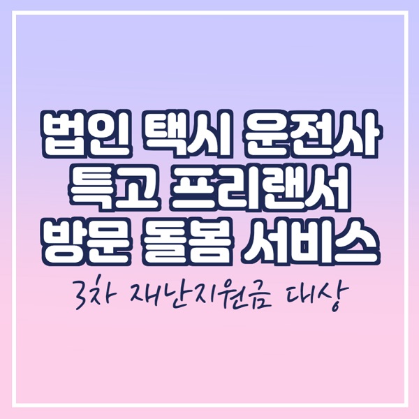  3차 재난금 법인택시 특고 프리랜서 방문 돌봄서비스 대상자