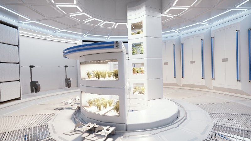 에어버스 미래형 우주정거장 ‘루프’ 내부 콘셉트.