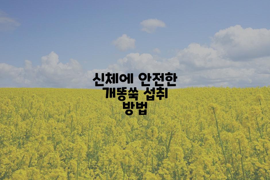 신체에 안전한 개똥쑥 섭취 방법