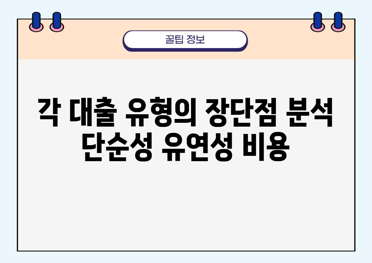 각 대출 유형의 장단점 분석 단순성 유연성 비용