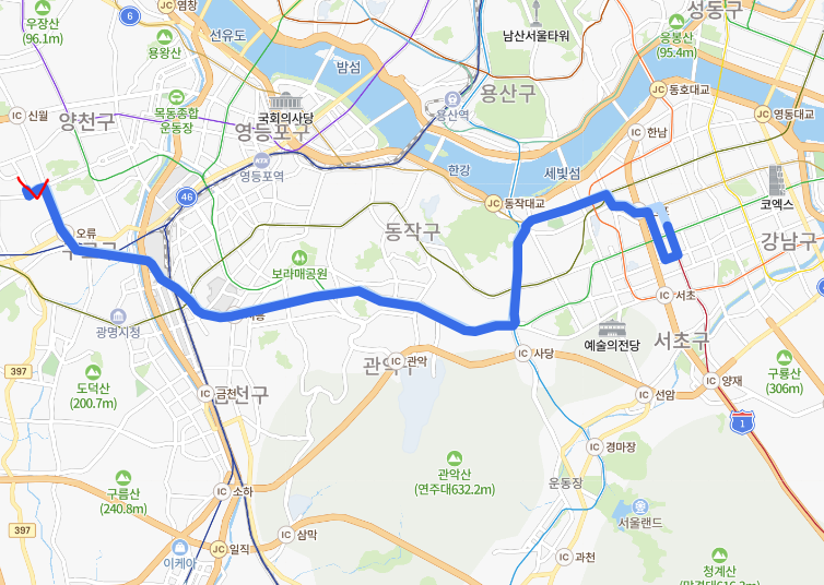  [서울] 643번버스 시간표,노선 :개봉역, 양지병원, 서울대, 사당역, 고속버스터미널