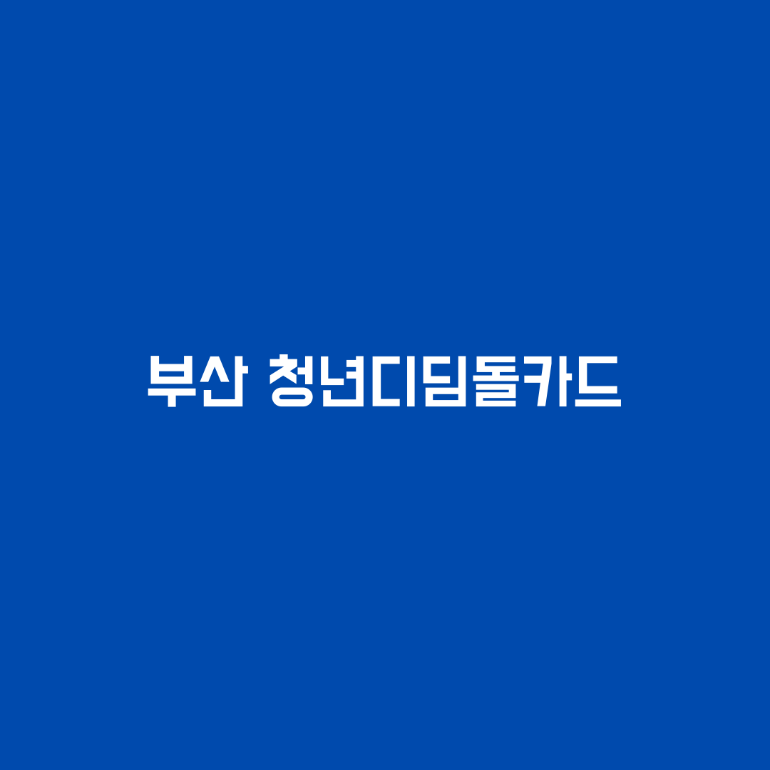  부산 청년디딤돌카드 사회진입 활동비 신청