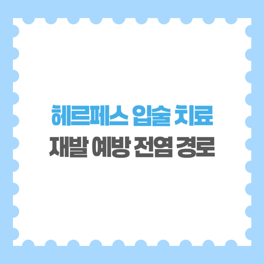 헤르페스 입술 치료 재발 예방 전염 경로까지 정리