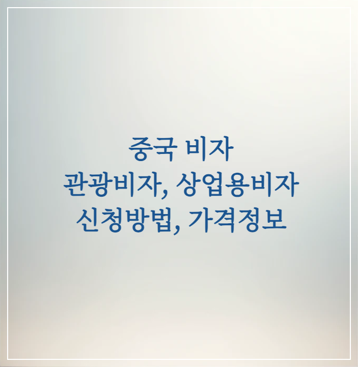  중국 관광 비자 및 상업용 비자 신청, 가격 정보