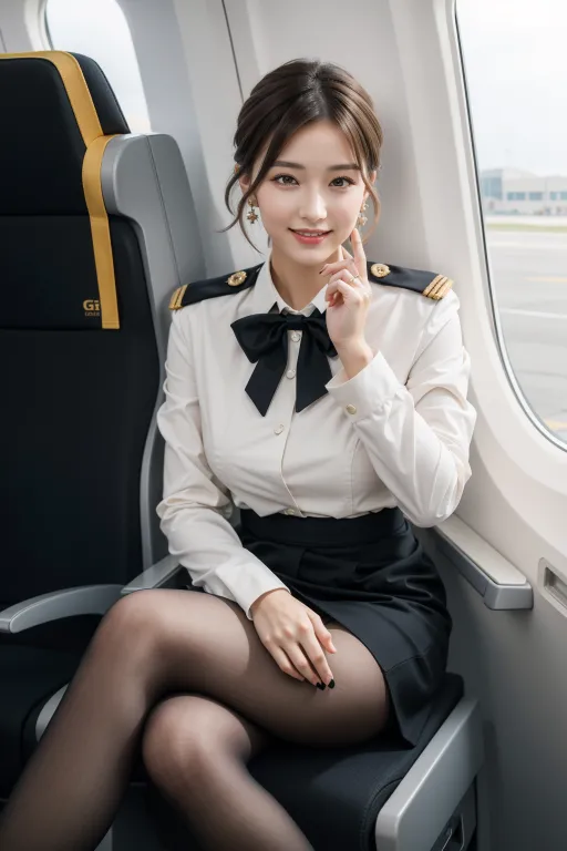 AI 실사 승무원 정장 치마 룩북 컨셉 이미지