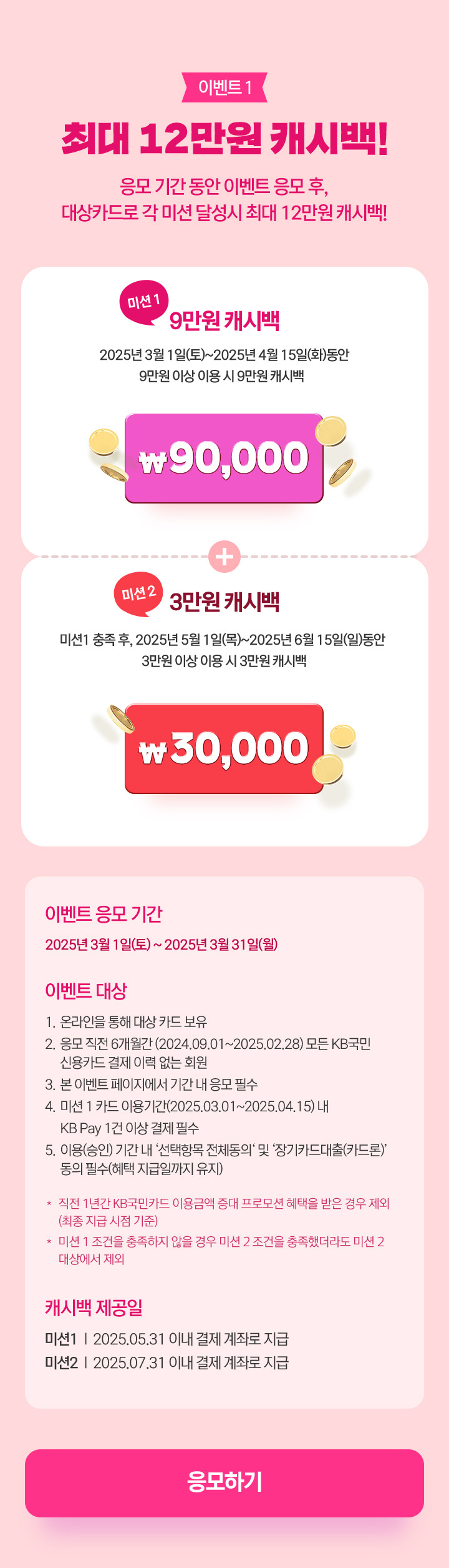 3월 KB 국민카드 캐시백 이벤트 12만원 공유