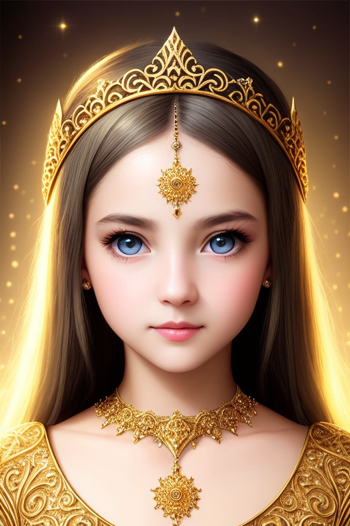 Portrait image of a young princess with Protogen Photorealism 5.3 filter applied