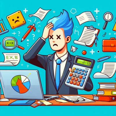 엑셀 작업 중 스트레스를 받는 사람을 그린 일러스트입니다.