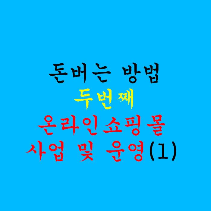  돈버는 방법 두번째 온라인 쇼핑몰 사업 및 운영(1)