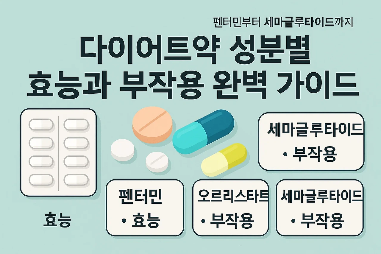 다이어트약 성분별 효능과 부작용 안내 이미지