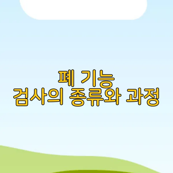 폐 기능 검사의 종류와 과정