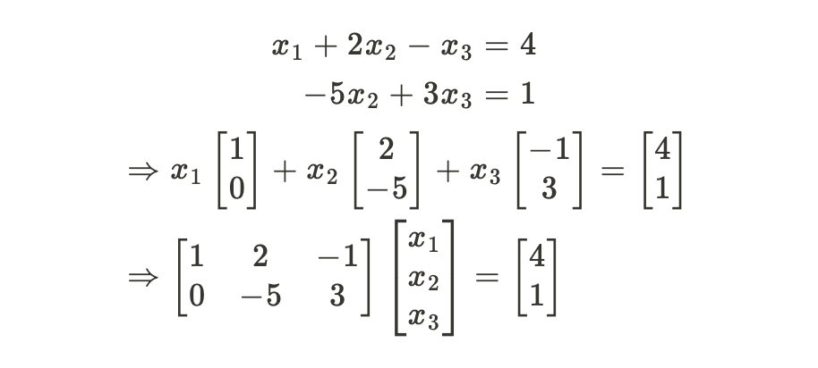 system of linear equations to matrix equation