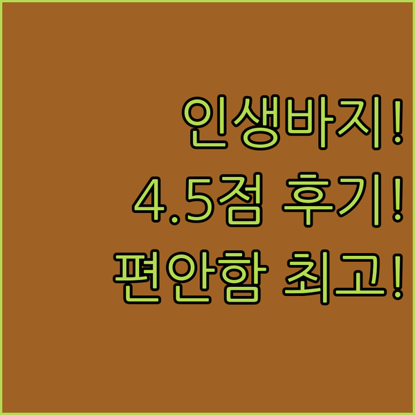 인생 바지 찾았다! 4.5점의 놀라운