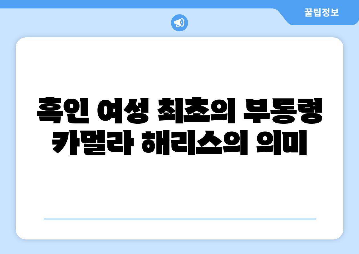흑인 여성 최초의 부통령 카멀라 해리스의 의미