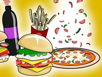 햄버거와-피자-콜라-만화그림