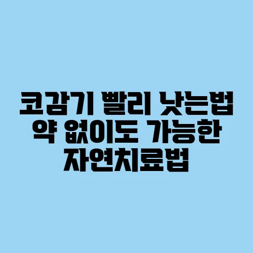 코감기 빨리 낫는법 약 없이도 가능한 자연치료법