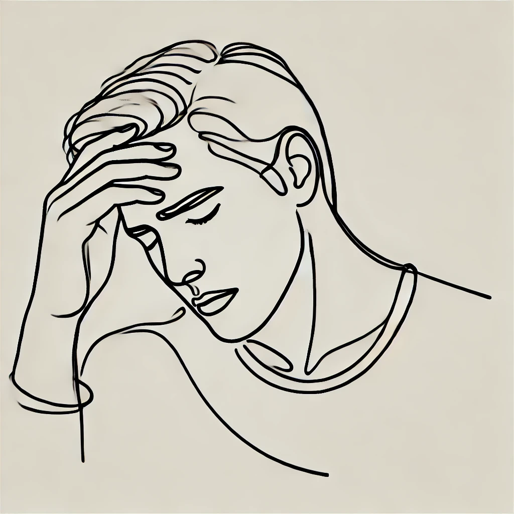 두통에 머리 아파하는 남자 그림