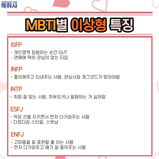  재미로 보는 MBTI - 유형별 이상형 특징