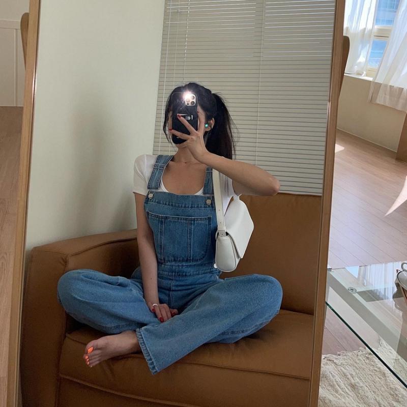 썸 오버롤 데님 멜빵팬츠
