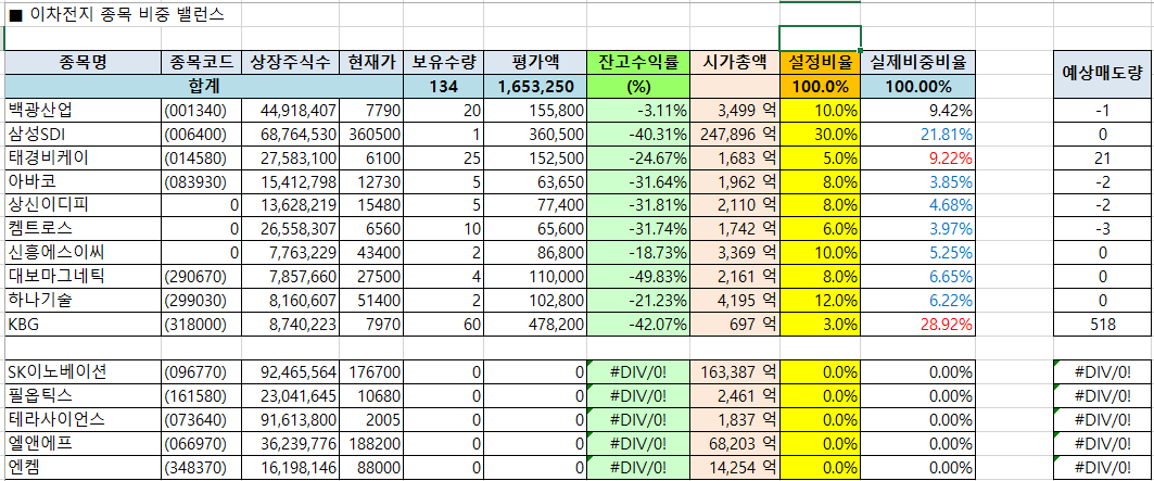 보유종목 이차전지 종목