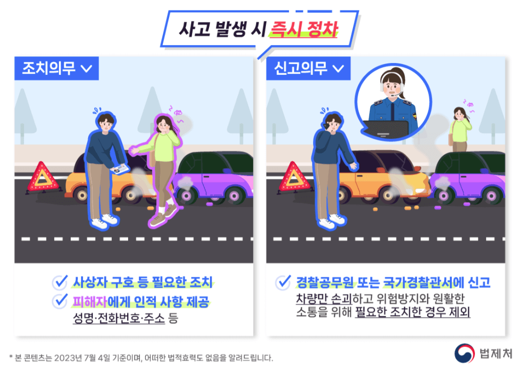 뺑소니 처벌-교통사고발생 시 조치와 신고의무