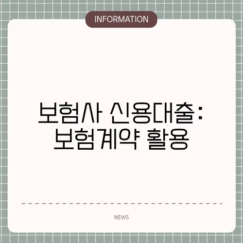 보험사 신용대출: 보험계약 활용