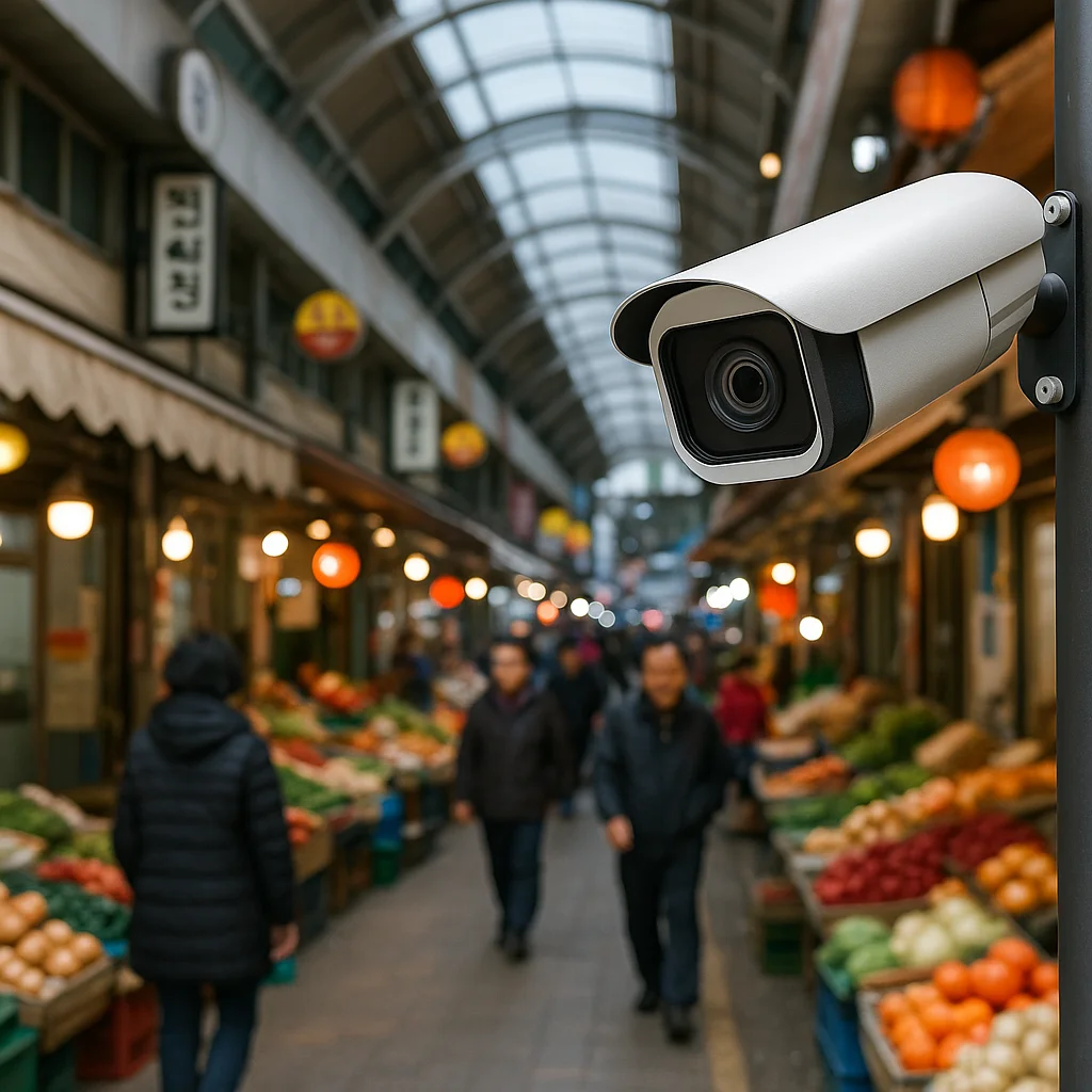 traditional Korean market security camera installation support