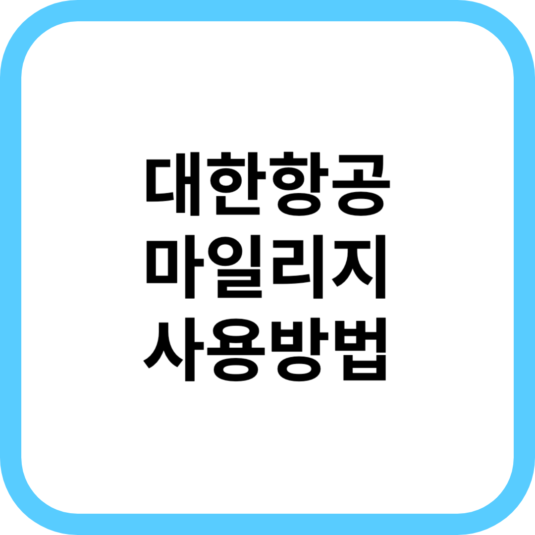  대한항공 마일리지 사용방법