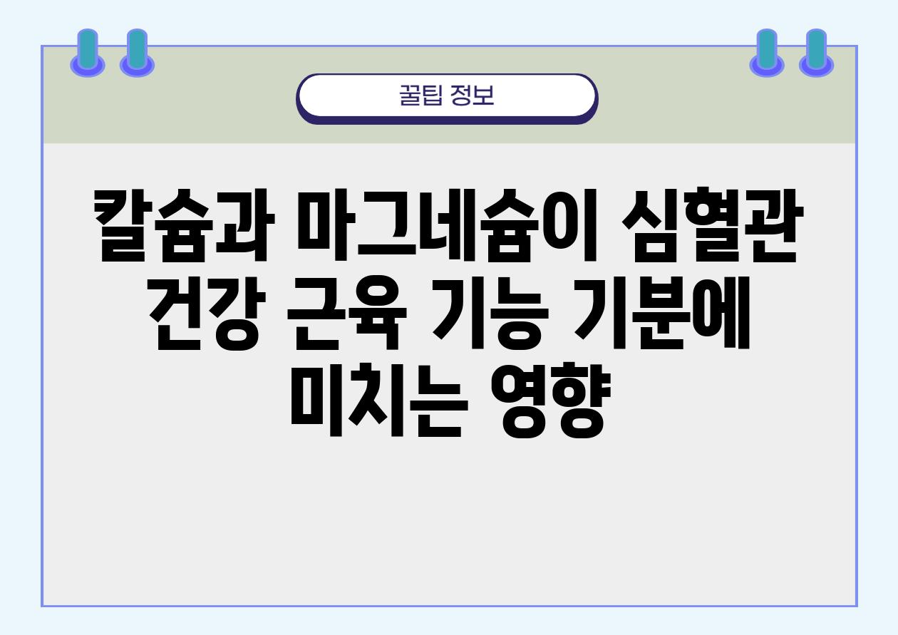 칼슘과 마그네슘이 심혈관 건강 근육 기능 기분에 미치는 영향