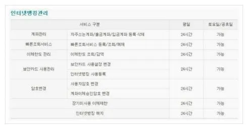 국민은행 점검시간