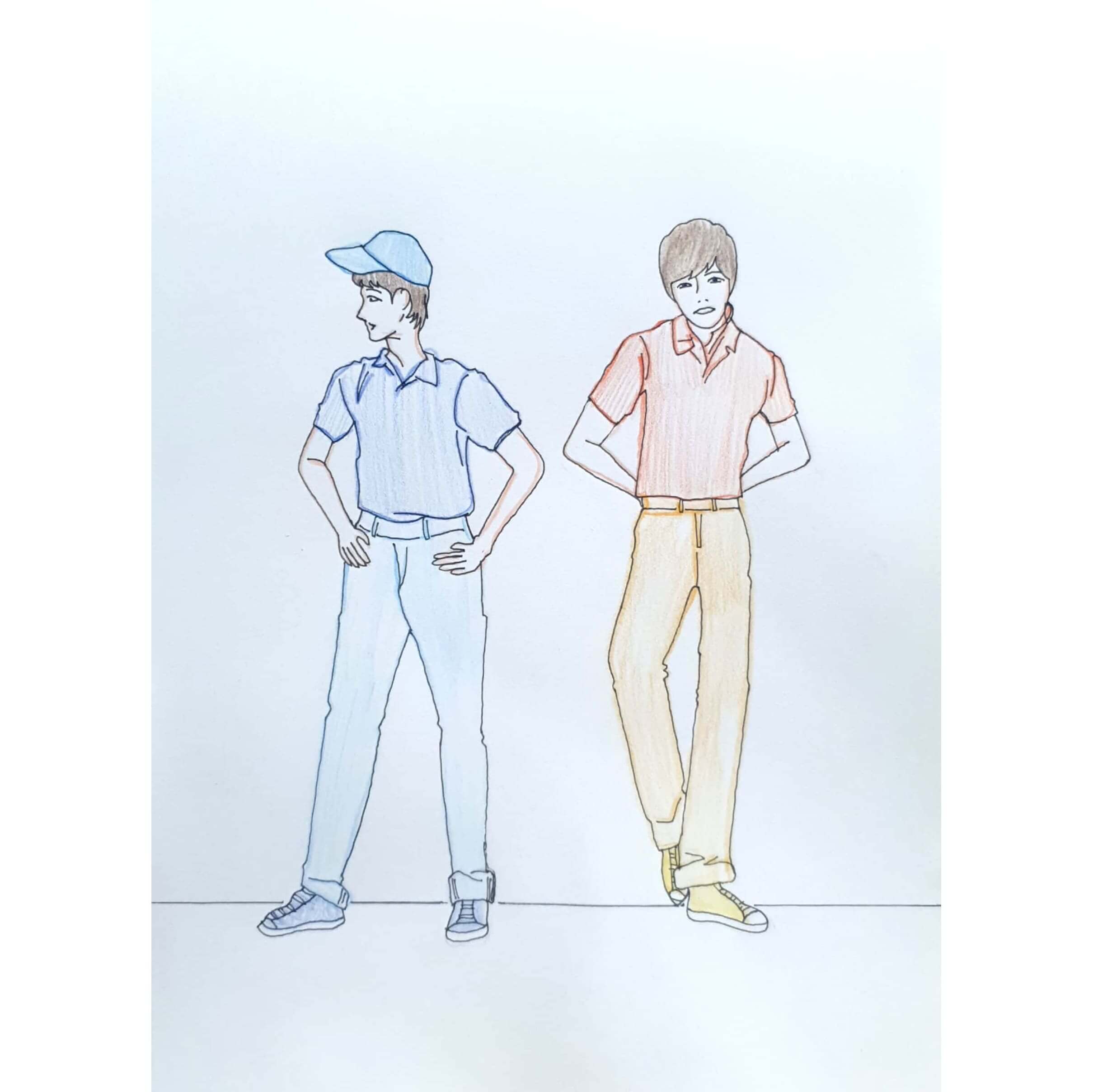  2 Men 두 남자들 / 일러스트 그림 드로잉 / 옷 그리기