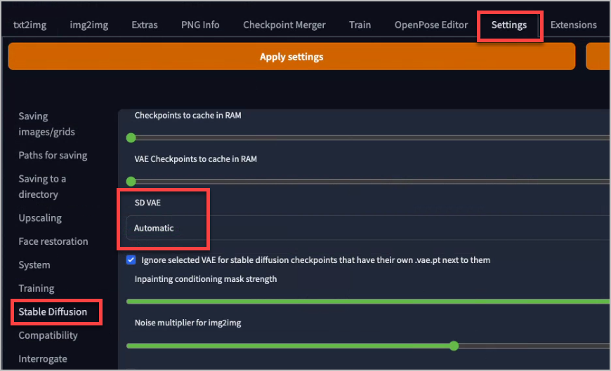 setting vae