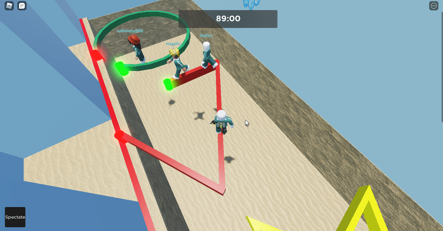 로블록스 오징어게임 달고나 모양만들기 게임 장면