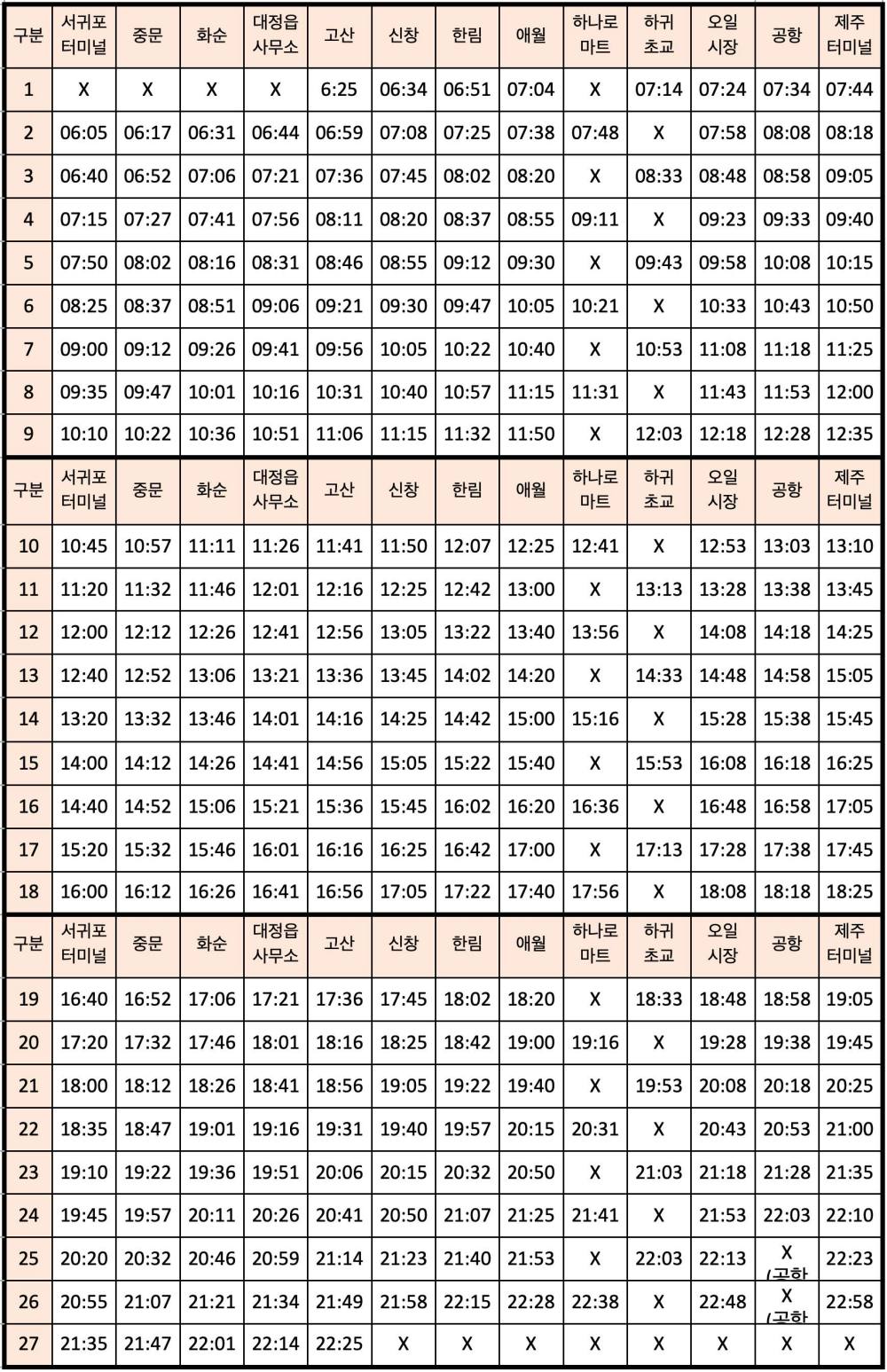 제주 102번 버스시간표