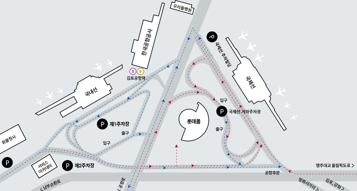 김포국제공항 주차장 평면도 모습
