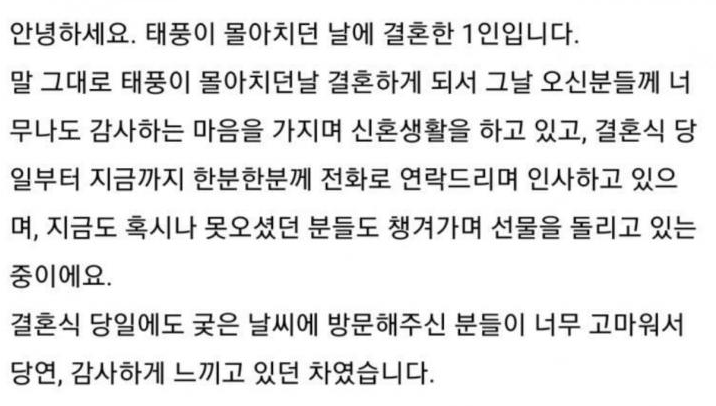  논란의 태풍속 결혼식 누가 더 잘못?