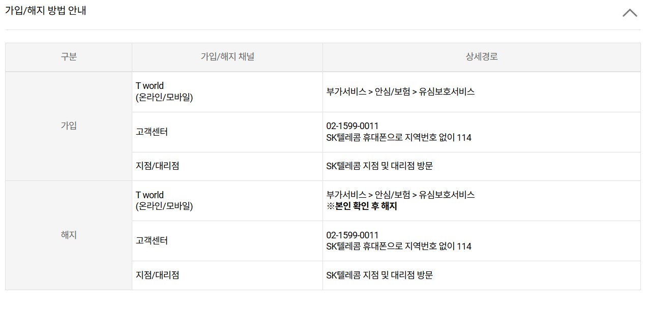 유심보호서비스 무료가입