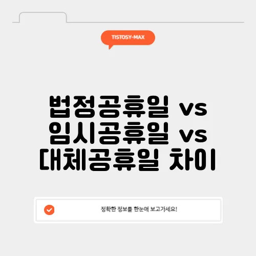 법정공휴일 vs 임시공휴일 vs 대체공휴일 차이