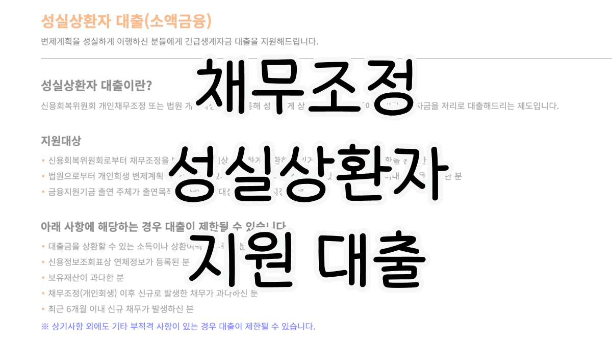 채무조정 성실상환자 지원 대출