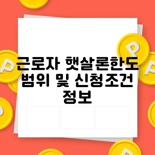 근로자 햇살론한도 범위 및 신청조건 정보