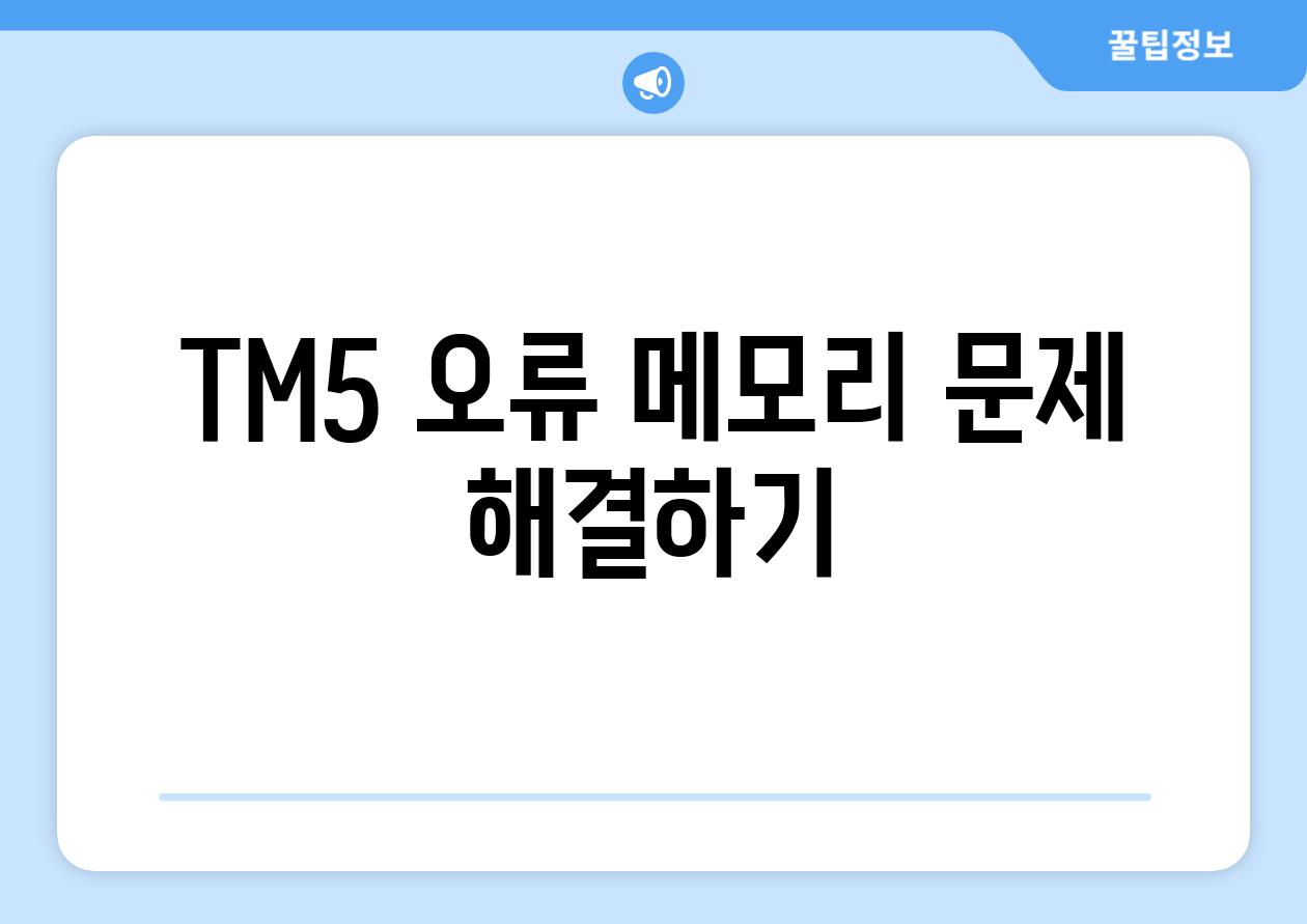 TM5 오류 메모리 문제 해결하기