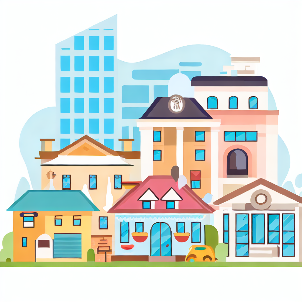 flat vector style of a diverse real estate investment portfolio