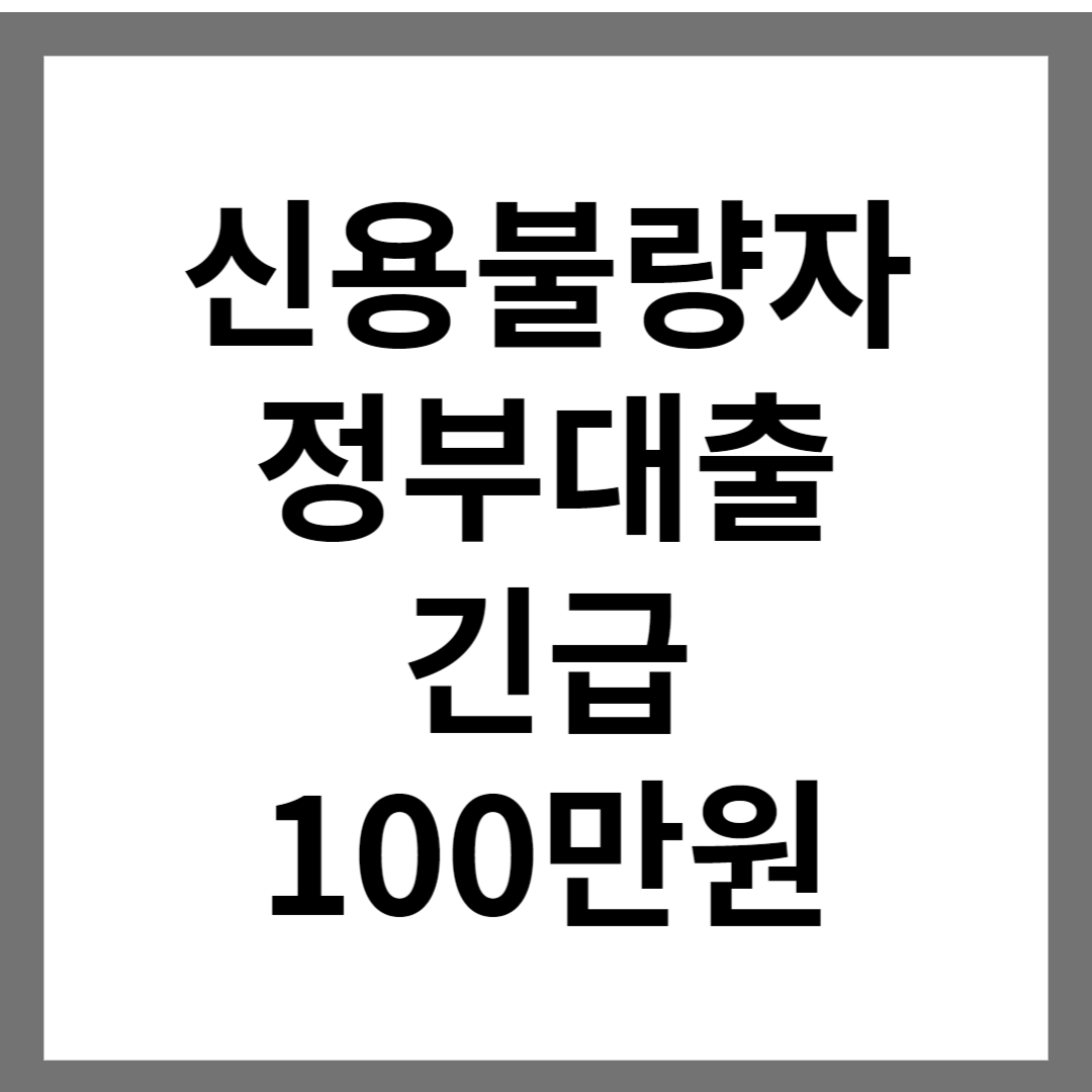 신용불량자 정부대출받기