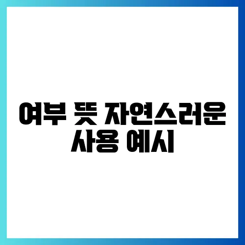 여부 뜻 자연스러운 사용 예시