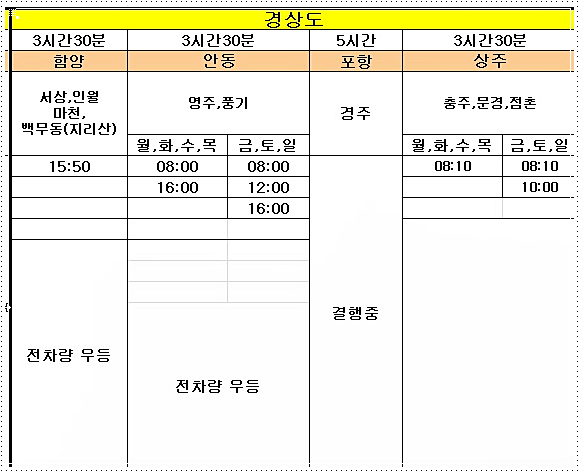 안양 시외버스터미널 시간표 2