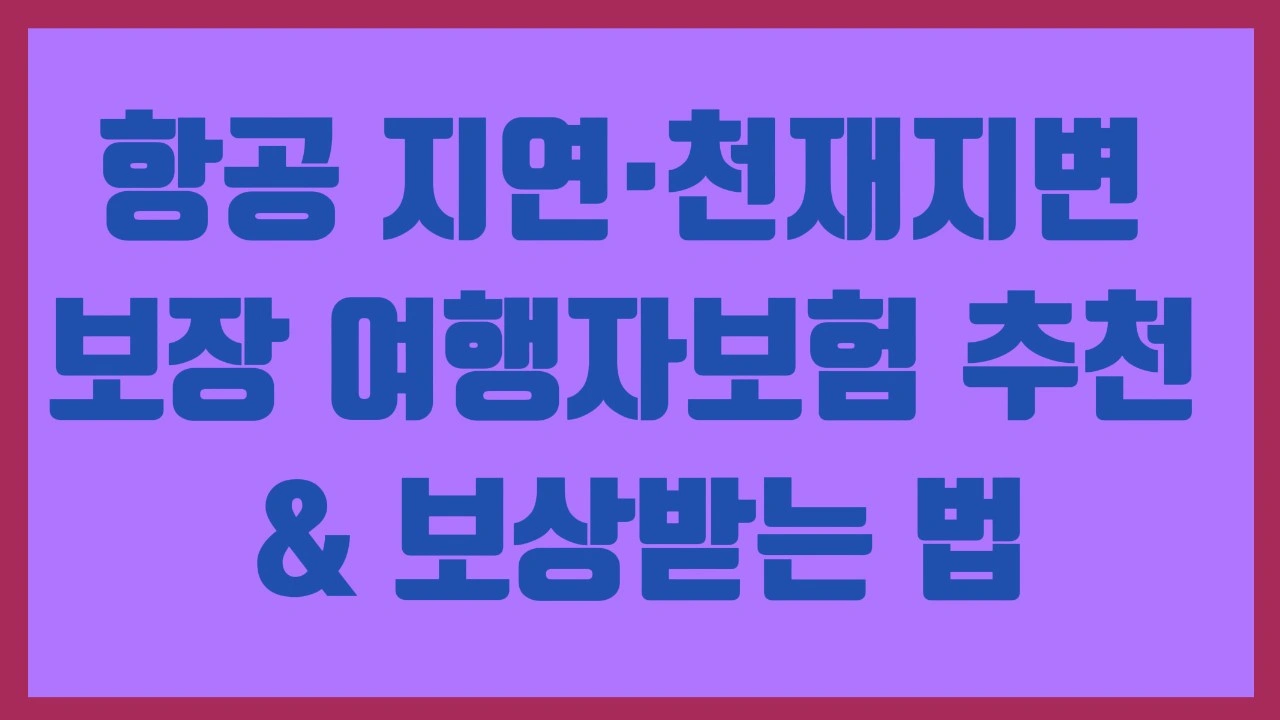 항공 지연·천재지변 보장 여행자보험 추천 &amp; 보상받는 법