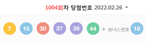 1004회차 로또 당첨번호 (1등 당첨자는 10명으로 당첨금은 25억 7625만 원)