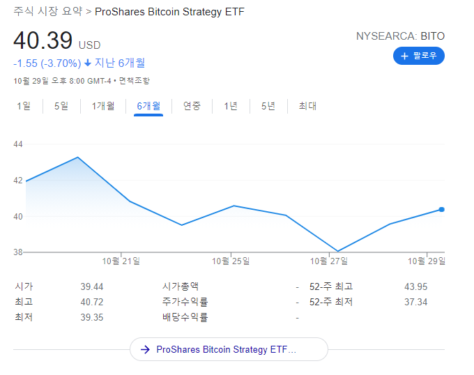  비트코인 ETF (BITO) 구성과 주가 전망