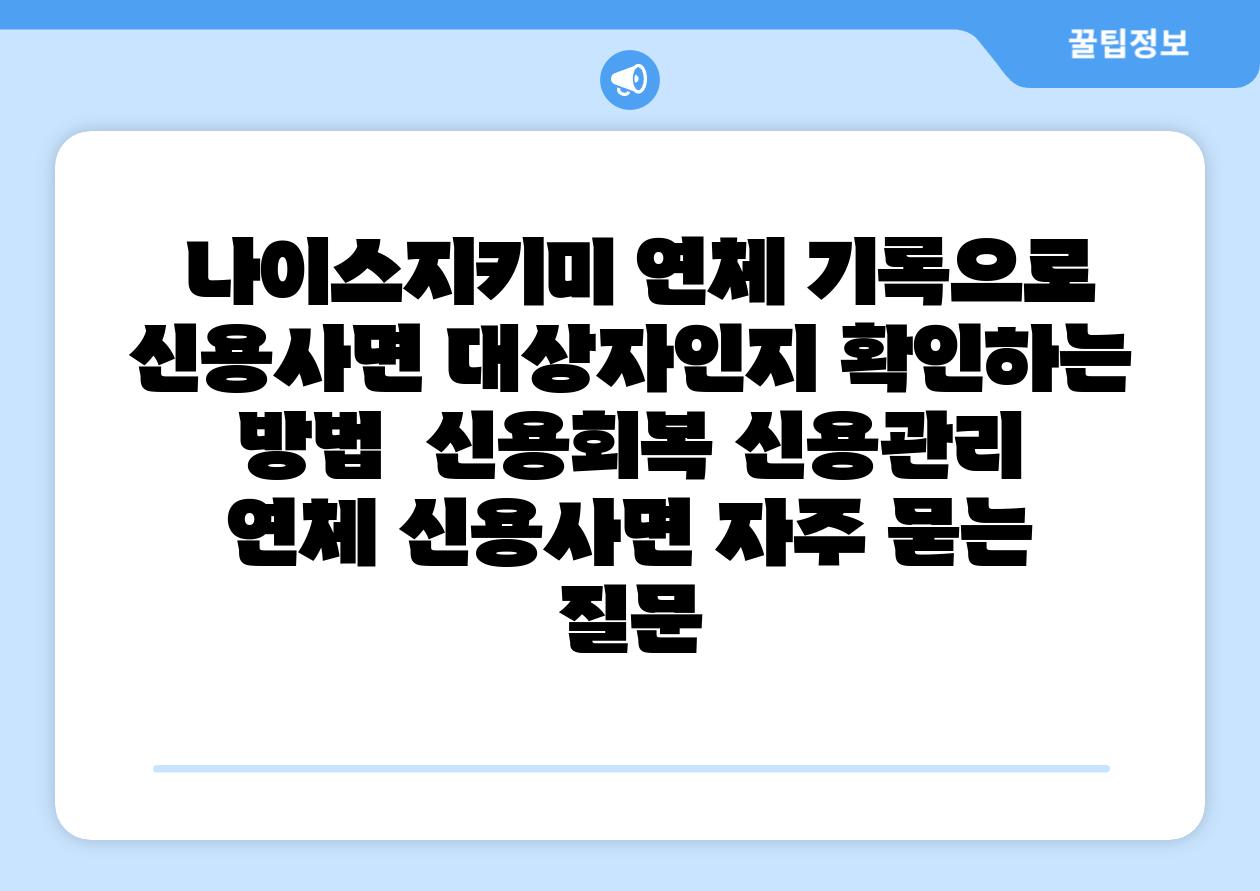  나이스지키미 연체 기록으로 신용사면 대상자인지 확인하는 방법  신용회복 신용관리 연체 신용사면 자주 묻는 질문