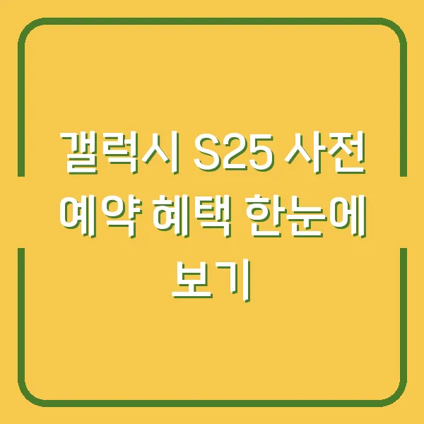갤럭시 S25 사전 예약 혜택 한눈에 보기